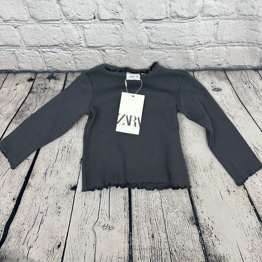 NWT Zara Kids Charcoal Long Sleeve Tee